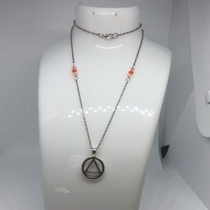 Orange crystal AA prayer necklace